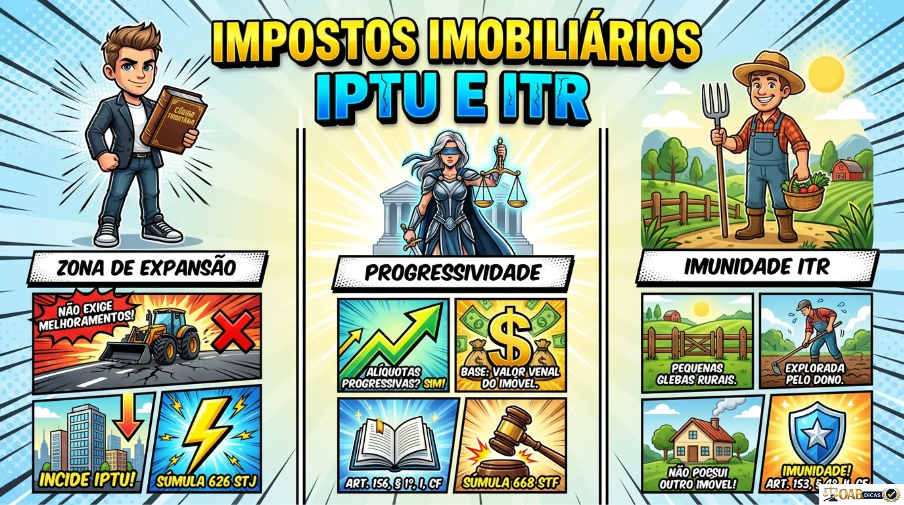 Mapa mental sobre impostos imobiliários, IPTU e ITR